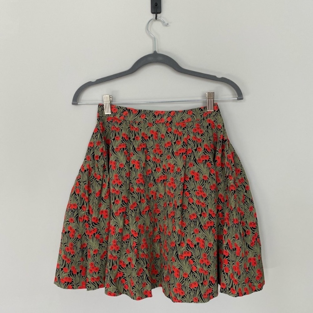 Olive Floral Printed Skirt